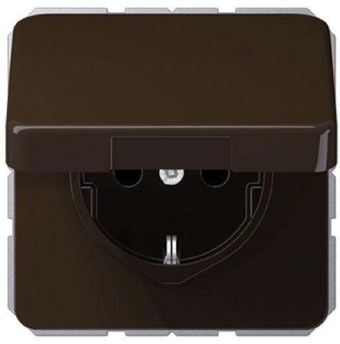 Розетка с заземлением без рамки Jung CD500 1-м. крышка коричневый фото Розетка с заземлением без рамки Jung CD500 1-м. крышка коричневый картинка